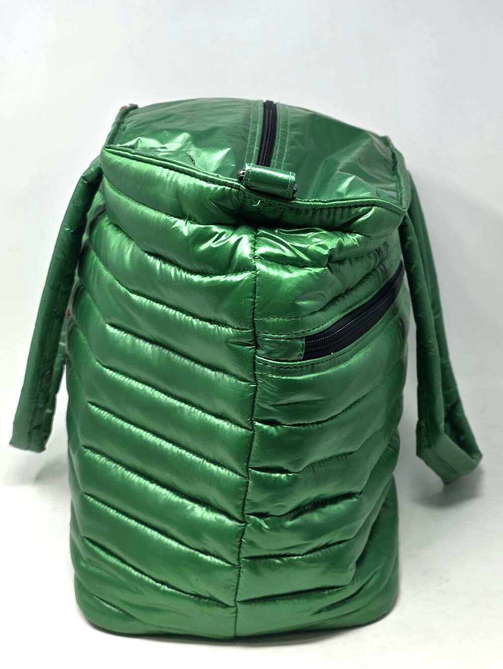 Think Royln Life On The Fly Puffy Tote Bag Large Green Pink, No Shoulder Strap - Picture 4 of 16